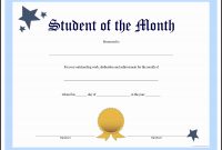 Student Of The Month Template Lovely Student The Month Award with Free Student Certificate Templates