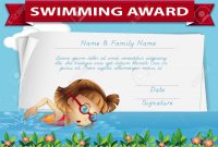 Swimming Award Certificate Template Illustration throughout Swimming Award Certificate Template