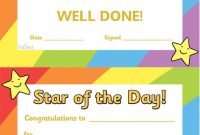 Twinkl Resources >> Star Of The Day >> Thousands Of Printable with regard to Star Of The Week Certificate Template
