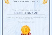 Winner Certificate Diploma Template With Seal Award Decoration.. in Winner Certificate Template