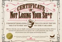 Your Certificate Of Not Losing Your Sh*t within Fun Certificate Templates