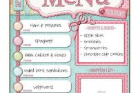 17 Menu Template And Meal Planning Charts Kitchen with Menu Chart Template