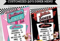 50's Diner Menu Cards Vintage Diner Food List Card Retro with 50S Diner Menu Template