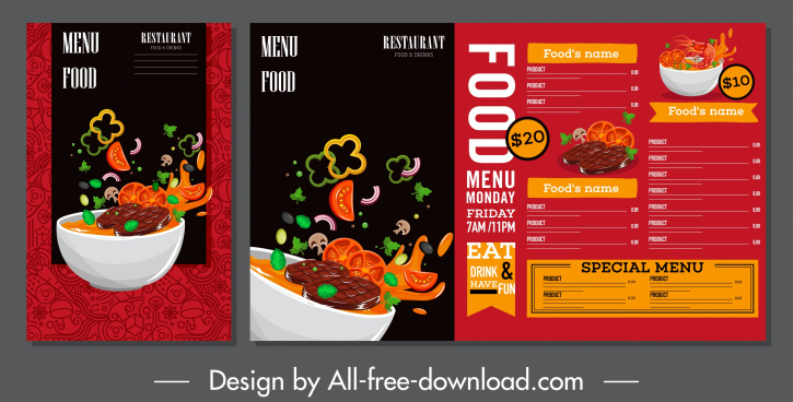 Adobe Illustrator Food Menu Template Free Vector Download with regard to Adobe Illustrator Menu Template