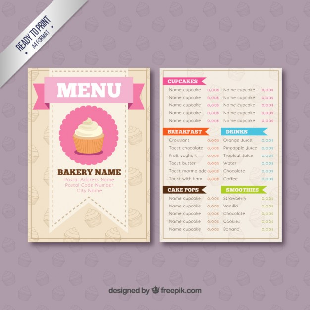 Bakery Menu Template | Premium Vector inside Free Bakery Menu Templates Download