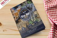 Beer And Wine Menu Bi-Fold Brochure Template Psd pertaining to Bi Fold Menu Template