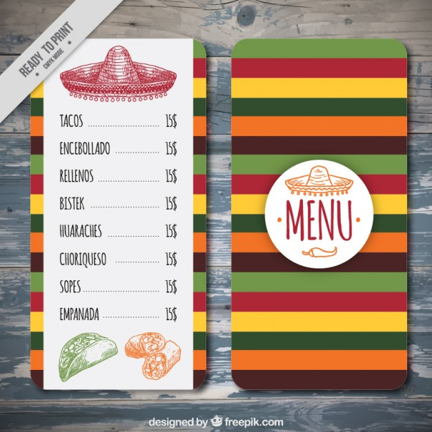 Colorful Mexican Menu Template | Free Vector within Mexican Menu Template Free Download
