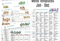 Editable Monthly Child Care Menu Templates Jan-Dec within Daycare Menu Template