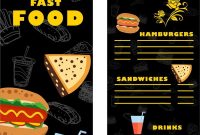 Fast Food Menu Template Contrast Design On Dark Ai, Eps File for Fast Food Menu Design Templates