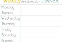Free Download For A Meal Planner That Can Be Printed And Put throughout Weekly Dinner Menu Template