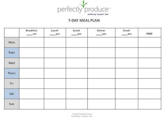 Free Meal Planner Template The Best 7 Day Meal Planner throughout 7 Day Menu Planner Template