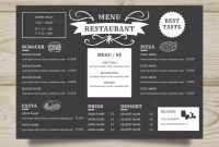 Horizontal Restaurant Menu Template In Blackboard Style with Horizontal Menu Templates Free Download