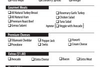 Market Custom Sandwich Order Form | Market Of Choice within Wedding Menu Choice Template