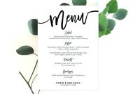 Printable Menu Cards 4 Template For Free Table – Stcgrupo for Printable Menu Template Free