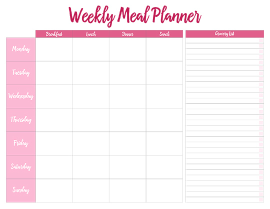 Printable Weekly Meal Planners - Free | Live Craft Eat inside Weekly Menu Template Word
