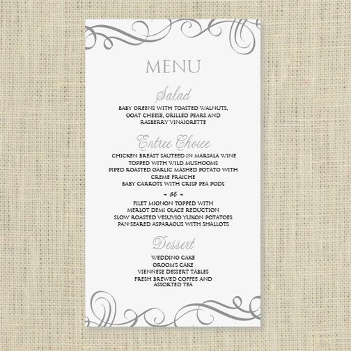 Wedding Menu Card Template - Download Instantly - Edit intended for Free Wedding Menu Template For Word