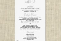 Wedding Menu Card Template – Download Instantly – Edit within Word Document Menu Template