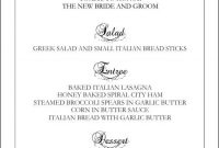 Wedding Menu Templates | Perfect And Easy Menus For Your Big with Free Printable Menu Templates For Wedding