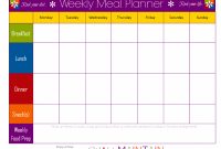 Weekly Food Chart Template Meal Schedule Template Planner for Menu Chart Template