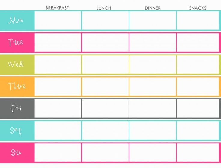 Weekly Menu Planning Template- Color Colorful- Breakfast regarding Breakfast Lunch Dinner Menu Template