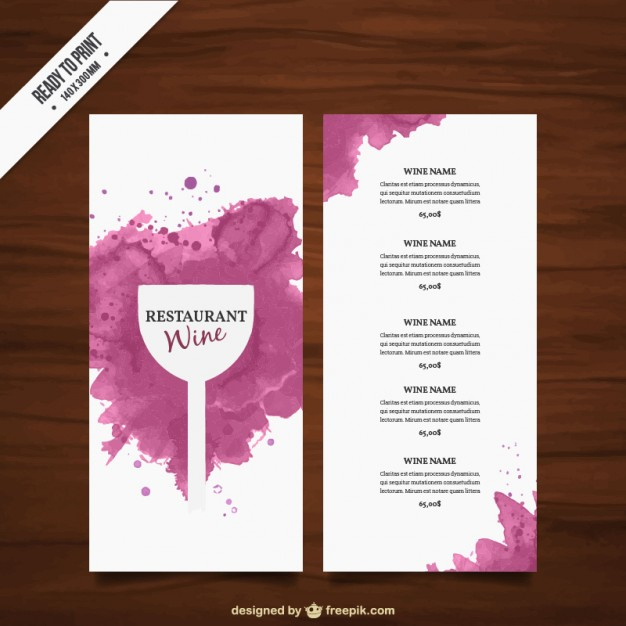 Wine List Template | Free Vector intended for Free Wine Menu Template