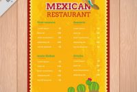 Yellow Mexican Menu Template With Cactus | Free Vector intended for Mexican Menu Template Free Download