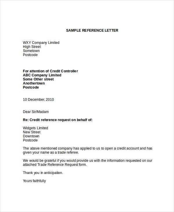 6+ Credit Reference Letter Templates - Free Sample, Example pertaining to Letter Of Credit Draft Template