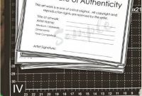 Certificate Of Authenticity Template For Original Artwork, (4 On A4 Size  Page Plus 'letter' Size For Usa Artists) within Letter Of Authenticity Template