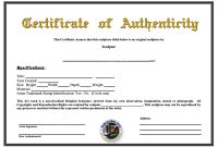 Certificate Of Authenticity, Template Of Certificate Of in Letter Of Authenticity Template
