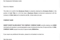 Certify Letter For Visa Application Employment Certification within Employment Verification Letter Template Word