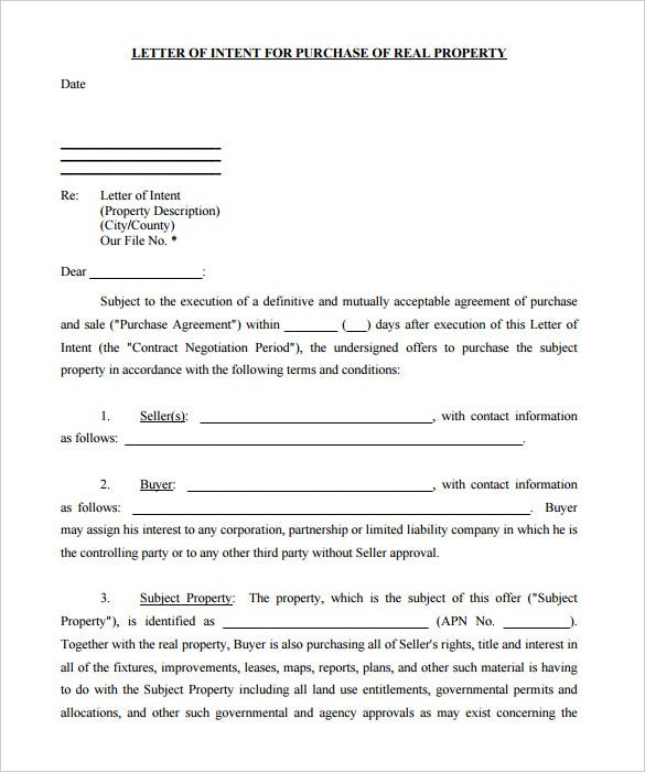 Commercial Real Estate Letter Of Intent Template - Gonlu throughout Letter Of Intent For Real Estate Purchase Template