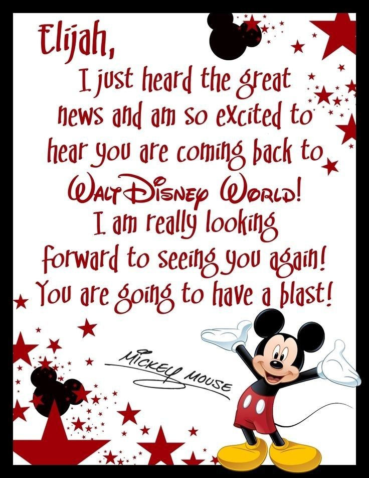 Disney Welcome Letter Template Disney Surprise Letter inside Disney Letter Template