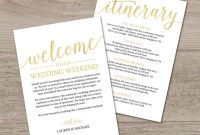 Gold Welcome Letter Template Gold Welcome Bag Note Printable Wedding  Itinerary Template Wedding Itinerary Instant Download with regard to Wedding Welcome Letter Template