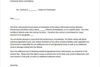 Professional Termination Notice Letter Example For Contract regarding Notice Of Default Letter Template