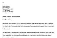 Recommendation Of A Business / Service (Sample Letters within Request Letter For Internet Connection Template