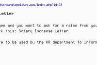 Salary Increment Sample Letter From Company To Employee intended for Salary Increase Letter To Employer Template