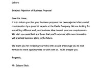 Sample Proposal Rejection Letter (Decline Bid Or Business inside Proposal Rejection Letter Template