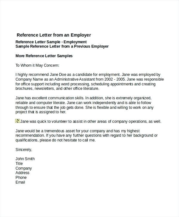 Sample Recommendation Letter From Boss intended for Template For Letter Of Recommendation From Employer