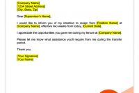 Two Weeks Notice Letter Sample – Free Download within Draft Letter Of Resignation Template