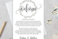 Wedding Welcome Letter Template, Welcome Bags, Wedding Itinerary, Wedding  Welcome Bag Note, Wedding Bags, Wedding Stationery Printable, 0025 for Wedding Welcome Letter Template