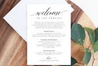 Welcome Letter Template, Wedding Itinerary Card, Welcome Bag Letter,  Wedding Agenda, Printable Hotel Welcome Note, Templett, W02 with Welcome Bag Letter Template