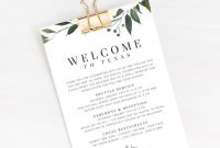 Welcome Letter Template, Wedding Itinerary Card, Welcome Bag Letter,  Wedding Agenda, Printable Hotel Welcome Note, Templett, W19 within Welcome Bag Letter Template