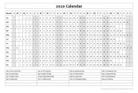 2020 Calendar Template Year At A Glance – Free Printable within Month At A Glance Blank Calendar Template