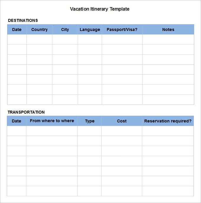 9+ Sample Blank Itinerary Templates - Doc, Pdf | Free with regard to Blank Trip Itinerary Template