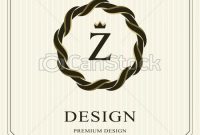 Abstract Monogram Round Template. Linear Seamless Pattern. Modern Elegant  Luxury Logo Design. Letter Emblem Z, Crown. Fashion Universal Label For with regard to Z Label Template