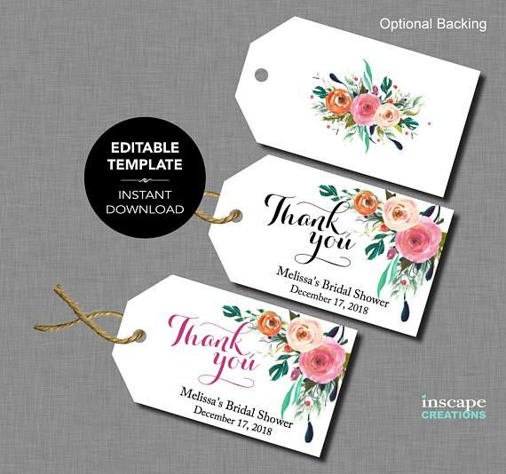 Affiliate - Editable Bridal Shower Favor Tags Template within Bridal Shower Label Templates