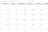 Any Year One-Month Calendar pertaining to Blank One Month Calendar Template