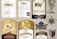 Beautiful Wine Bottle Label Sticker Set A Design Template intended for Wine Bottle Label Design Template