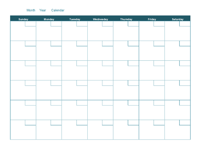 Blank Monthly Calendar for Blank Calender Template