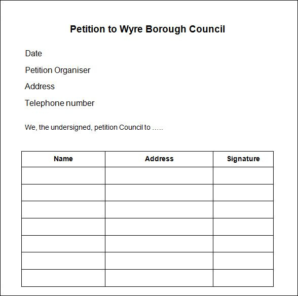 Blank Petition Form To Print | Printable Blank Petition pertaining to Blank Petition Template
